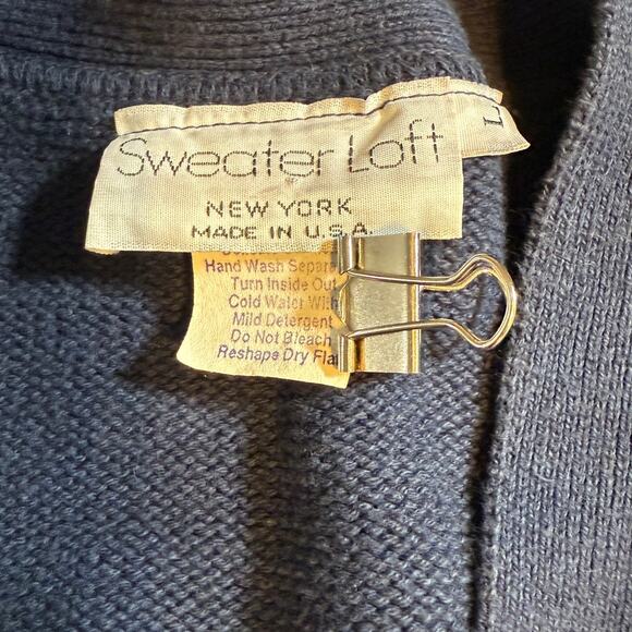 VTG Sweater Loft Costal Grandma Quirky Patchwork Knit Love Cardigan Size Large - Picture 7 of 8